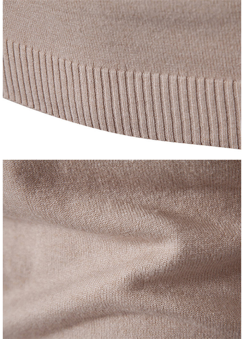 New Men's Sweater Half Zipper Pullovers Winter Warm Stand Collar Turtleneck Cotton Knitted Sweater Men Solid Color Sweatwear