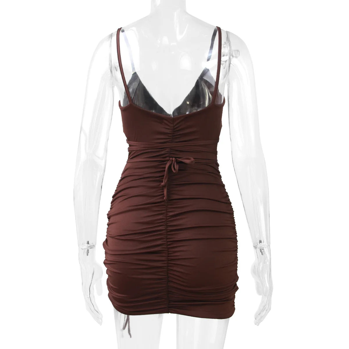 Sexy Spaghetti Strap String Cross Bodycon Dress for Women Solid Backless Cut-out Night Club Dress Summer Sleeveless  Mini Dress