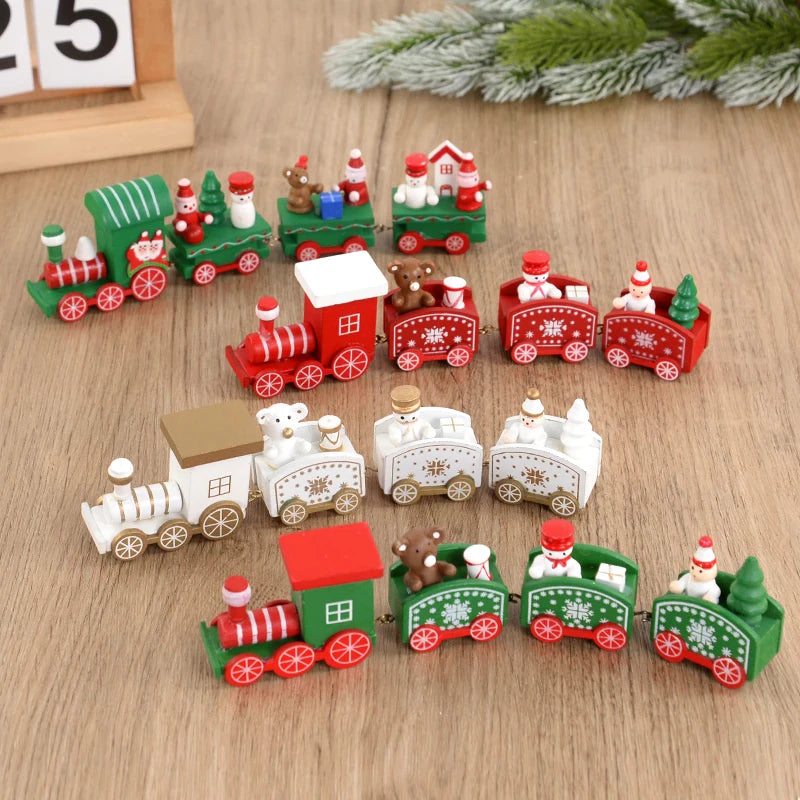 Weihnachten Holzeisenbahn Frohe Weihnachten Dekorationen für Zuhause 2024 Weihnachtsbaumschmuck Navidad Noel Kindergeschenk Frohes Neues Jahr 2025