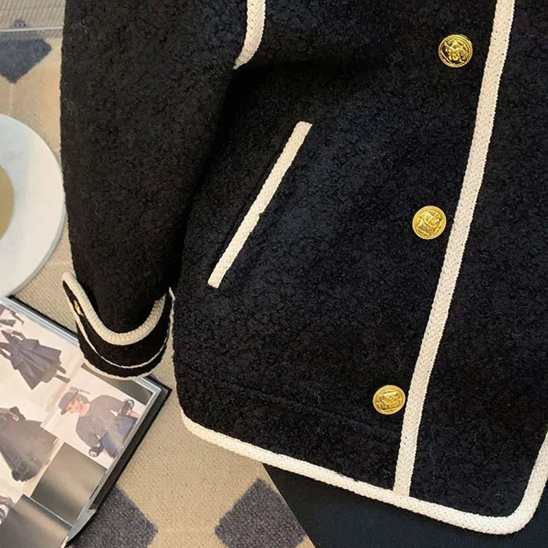 Herbst Winter Umlegekragen Lammwollmantel Damen Vintage Spleiße Locker Jacken Damen Mantel Verdicken Oberbekleidung Damen Jacke