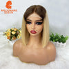 Super Double Drawn Bone Straight Vietname 4x4 Bob Wig with 100% Human Hair Nature Black 250% Density For Black Women