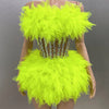 Hot Sale Women Sexy Mesh Ruffles Ball Gown Mini 2 Pieces Dress Lace-up Crystal Birthday Party Celebrate Nightclub Wear
