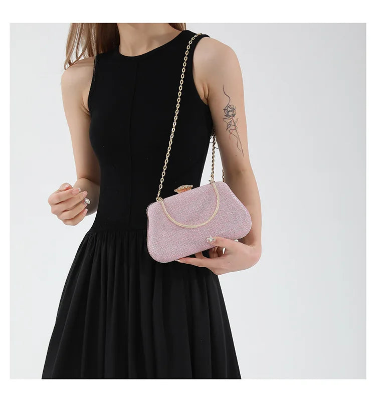 Luxus-High-Design Damen-Abendtasche Party-Bankett Glitzertasche für Damen Hochzeitsclutch Handtasche Umhängetasche mit Kette Bolsas