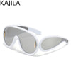 Oversized Wellen-Masken-Sonnenbrille Einteilige Damen-Sport-Y2K-Punk-Sonnenbrille für Damen 2024 Luxusmarke Steampunk-Brillen-Goggle