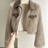 Spring and Autumn Korean Chic Polo Collar Loose Fur Coat Women Clothing Winter Coat Faux Fox Fur Plush Short Jackets Women Tops