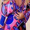 Two Piece Suit 2023 Autumn New Women Printed Long Sleeve Bag Hip Slim V-neck Sexy Fashion Elegant Casual Ladies Skirt Set MsChuh