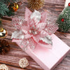 5 Stück 14,5 cm Glitzer künstliche Weihnachtsblumen fröhliche Weihnachtsbaumdekoration Neujahrsornamente gefälschte Blumen Weihnachten Natal