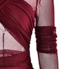 Articat Elegantes Mesh-Patchwork Langarm-Bodycon Party Club Abendkleid Sexy Doppellagiges Perspektivkleid Herbstkleidung