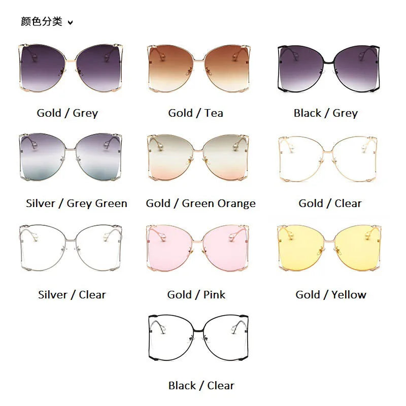 Fashion Model Ocean Gelb Quadratische Sonnenbrille Damen Luxusmarke Oversized Shades Perle Chic Sonnenbrille für Damen Herren Oculos