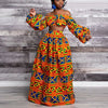 Afrikanische Kleider für Damen, Herbst, 2-teiliges Set, Damen, lange Ärmel, schulterfrei, mit Feder-Dashiki-Print, geteilte Röcke, afrikanische Kleidung