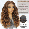 Latisha 13X6 HD Synthetische Spitzenfrontperücke lockig vorgezupfte Lace-Frontal-Perücke mit Pony für Damen, Highlights mit Babyhaar, 24 Zoll