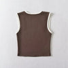 Woman Fashion Slim Solid Contrust Camis Casual Sleeveless Tanks Square Collar Crop Tops Clothing Streetwear Mujer 2024 Y2k
