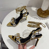 Liyke Sexy Knöchelriemen Vergoldete Sandalen Damen Party Nachtclub Stripper Heels Hohe Qualität Kristall Diamant Spitz Zehe Hochzeitsschuh