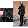 Tweed-Karo Anzugjacke Damen Oberbekleidung Lockerer Mittellanger Zweireihiger Freizeit-Wollblazer Top 2024 Frühling Herbst Neuer Schicker Anzug