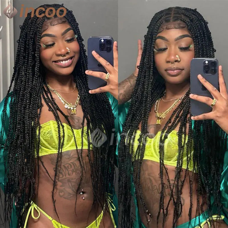 36 Zoll Synthetische Spitze Geflochtene Perücken Schmetterlingszöpfe Spitzenperücke für schwarze Frauen Zopfperücken im Ausverkauf Box Braids Spitzenperücke