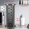 Motorized Lifting Pop Up Tower Power Outlet Hidden Mounted Kitchen Worktop USB Type C Socket with Speaker Wireless Charging