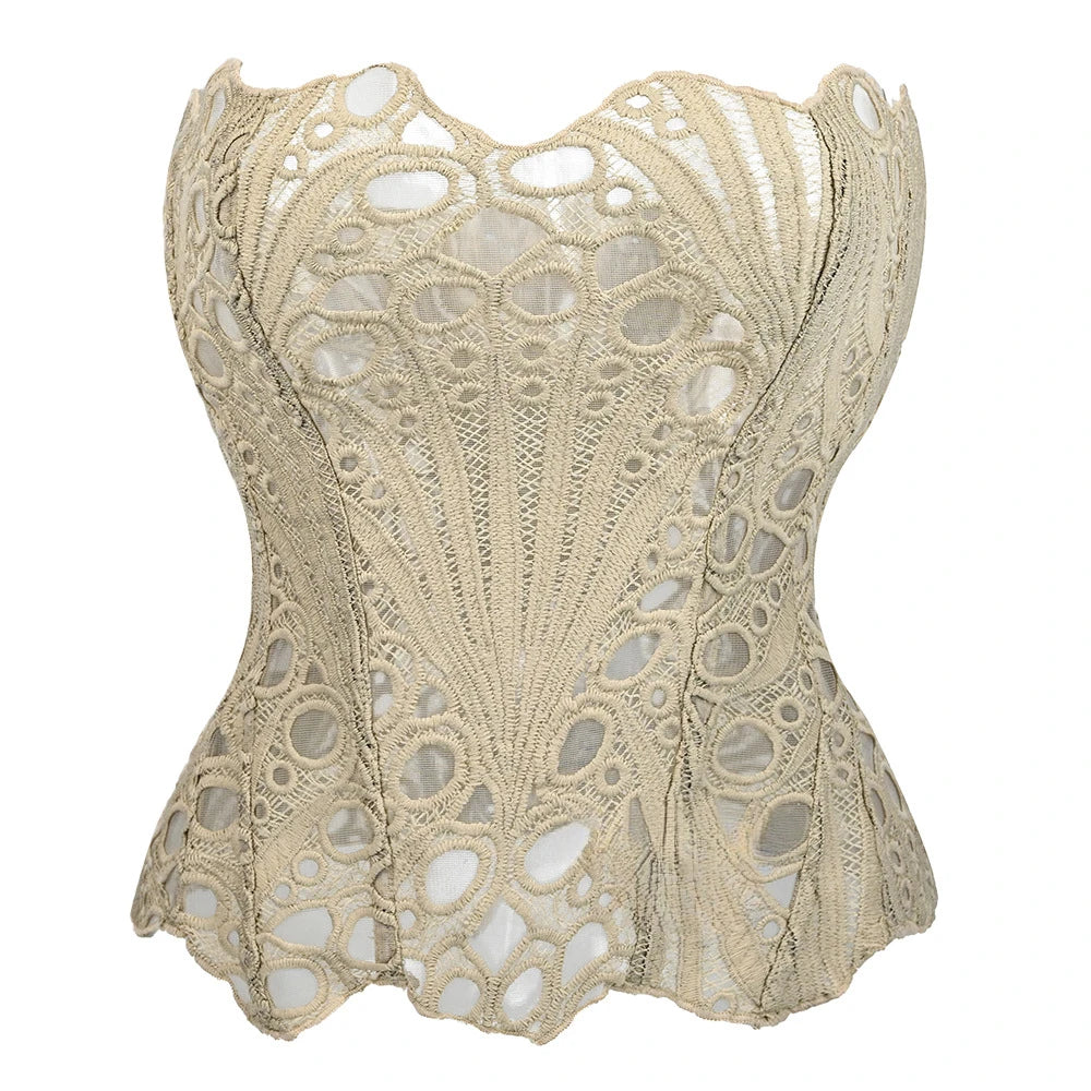 Hollow Out Corset Tops Irregular Hem Fishbone Underbust Top Slim Bandage Shapewear Bustier Korset Costumes Evening Party Corset