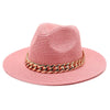 Set Straw Hat and Bag Set Gold Chain Bag Hat Set Ladies Leather Bag Tote Church Fedora Party Jazz Straw Hat