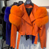 GO BALLISTIC YA Ladies' Genuine Leather Jacket with Fur Sleeve Women's Natural Lambskin Outfit