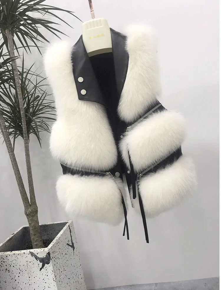 Fur Coat Women's Vest Short Clothing Autumn Winter Patchwork Slim Fashion Versatile
