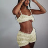 Dulzura Women'S 2 Piece Pleats Shorts Set Sleeveless Strappy Crop Tops And Sexy Shorts Matching Set Party Club