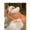 Bow Knot Short Ankle Snow Boots Women Winter Plush And Thick Insulation Waterproof PU Cotton Household Shoes Home Slipper Women