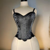 Women Tight Corset Vest Bustier Overbust Petal Bodice Lace Up Boned Shaping Tops Pink Costume Crops With 5 Buckles Party Wedding