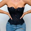 Hollow Out Corset Tops Irregular Hem Fishbone Underbust Top Slim Bandage Shapewear Bustier Korset Costumes Evening Party Corset