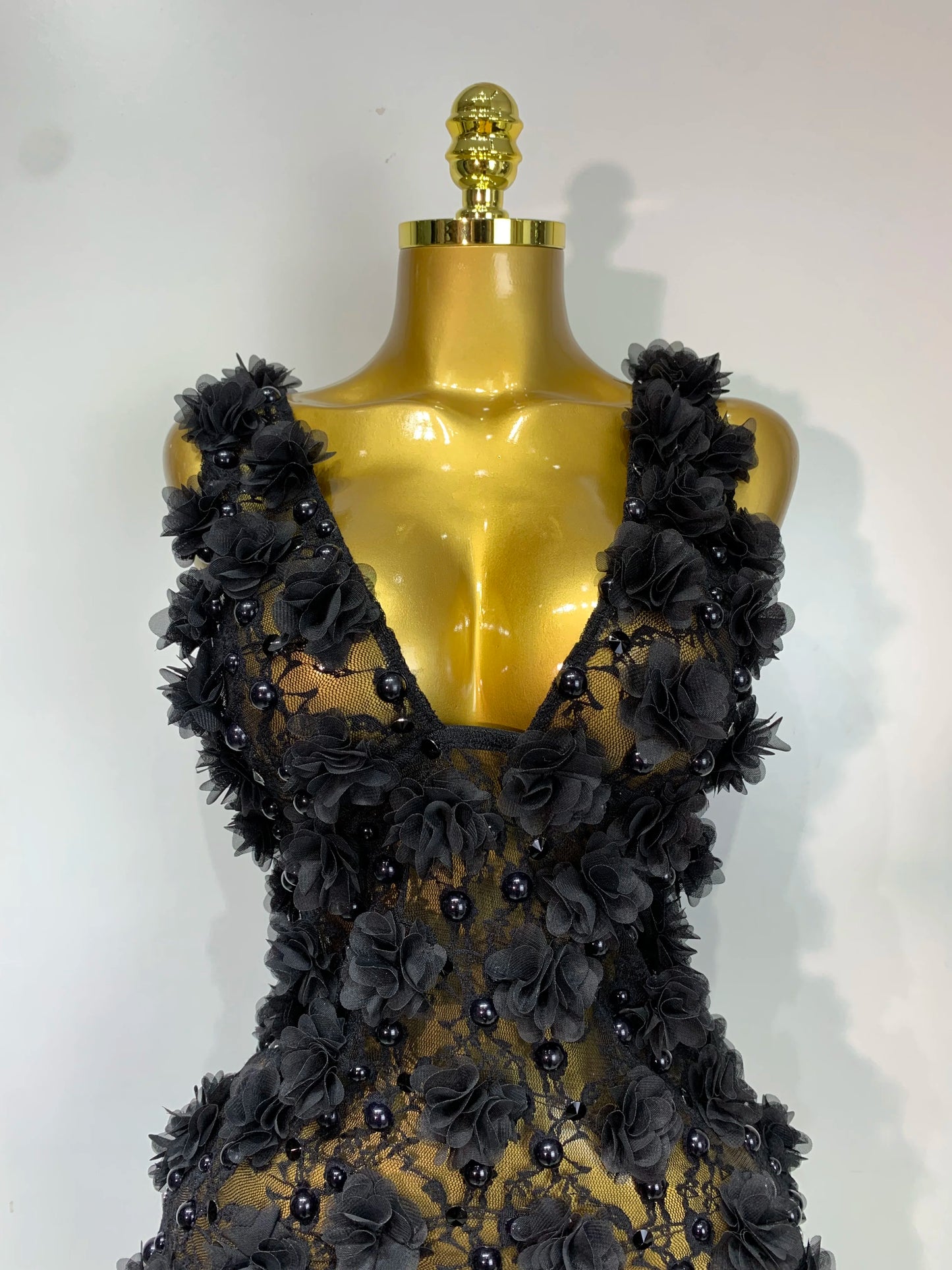 Women Luxury Pink Flowers Pearls Lace See Through Bodycon Mini Dress Birthday Photoshoot Evening Party Nightclub Stage Costume