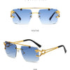 KAMMPT Vintage Rimless Sunglasses Men Women Fashion Oversized Square Shades Eyewear New Double Bridge Gradient UV400 Sun Glasses