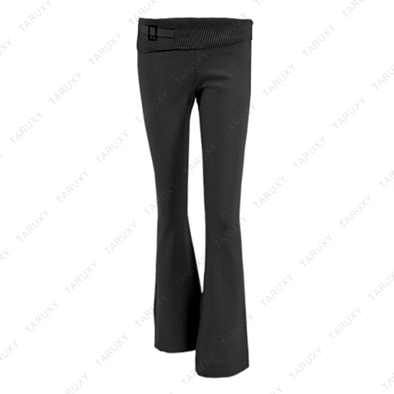 TARUXY Women Spring Outfits Casual Zipper Sweater Hoodie Set High Waist Flare Pants Suits Pink Knitted Womens Y2k Two Piece Set