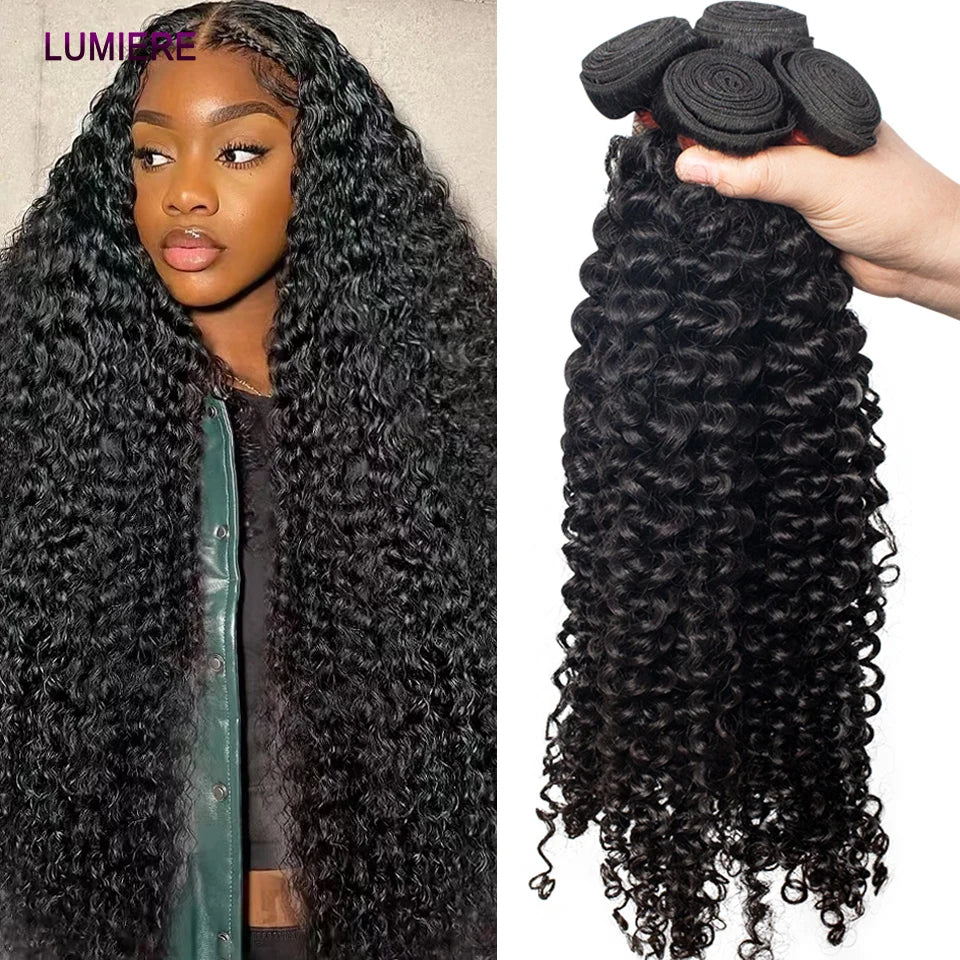 Deep Wave Human Hair Bundles 3/4 Bundles Deal Malaysian Hair Weaves 100% Rew Curly Human Hair Extensions 8-40 inch Virgin Hair