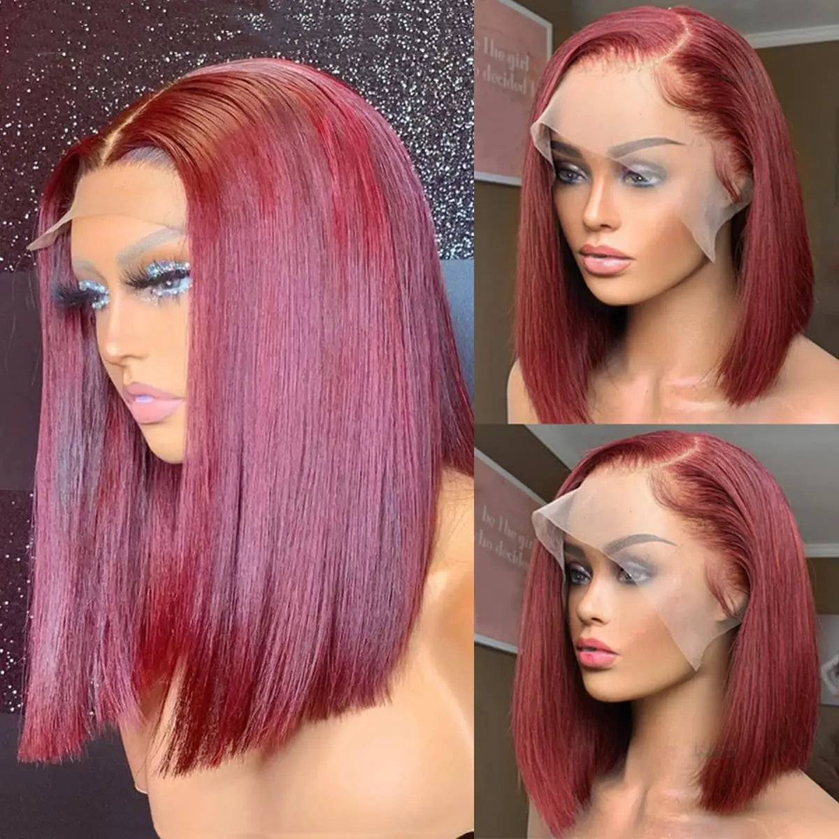Kurze Ombre Honigblonde Bob Perücke mit Babyhaar Honigbraune Glatte Echthaarperücken Lace Part Seitenbraune Perücken für Schwarze Frauen