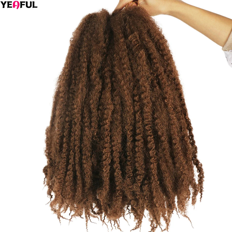 Yeaful 18 Inch Synthetic Marley Twist Braiding Hair Red Black Brown Ginger Bug Blonde #4 Pre Looped Marley Twists Crochet Hair