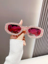 Fashion Square Sunglasses for Women Rectangle Brand Shades Sun Glasses Bling Diamond Eyeglasses Uv400 Glittering Accessories