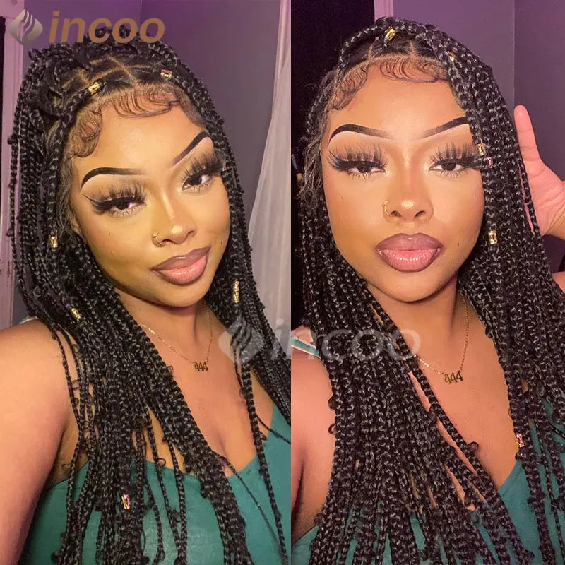 36 Zoll Synthetische Spitze Geflochtene Perücken Schmetterlingszöpfe Spitzenperücke für schwarze Frauen Zopfperücken im Ausverkauf Box Braids Spitzenperücke