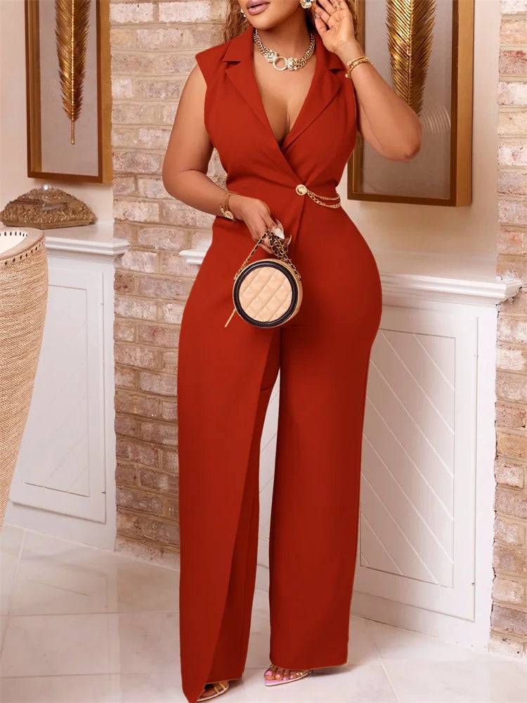 Wmstar Women's Jumpsuits One Piece Outfits Sleeveless Solid Office Lady Summer Sexy Playsuits Overalls Wholesale Dropshipping