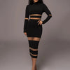 Articat Mesh Patchwork Perspective Long Sleeve Dress For Women's Tight Fit Midi Female Dress Fashion Street Party Club Vestidos