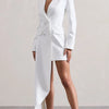 Yeezzi 2025 Neuer Urbaner Damen Blazer Schwarz Weiß mit Vokuhila-Schnitt und Revers, Büro Damen Mode Blazer mit geknöpften Taschen für Pendler