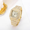UTHAI L77 Watch For Men Fashion Luxury Gold Square Diamond Full Sky Star Male's Clock Watches Steel Band Quartz Wristwatch