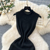 Chic Elastic Knit tassel O Neck Women Elegant Korean Fashion Vestidos Summer A-line Wrap mini dress