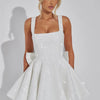 Mozision Pailletten-Kleid mit Schleife am Rücken, rückenfrei, sexy Mini-Kleid für Damen, modisches Etuikleid mit eckigem Ausschnitt, ärmellos, hohe Taille, A-Linie, Clubkleid