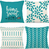 Kissenbezüge 4er-Set 45x45 cm, Moderne Sofa Kissenhülle, Dekorative Wohnzimmer Outdoor Leinenstoff Geometrisches Kissenbezug-Set Künstlerisch