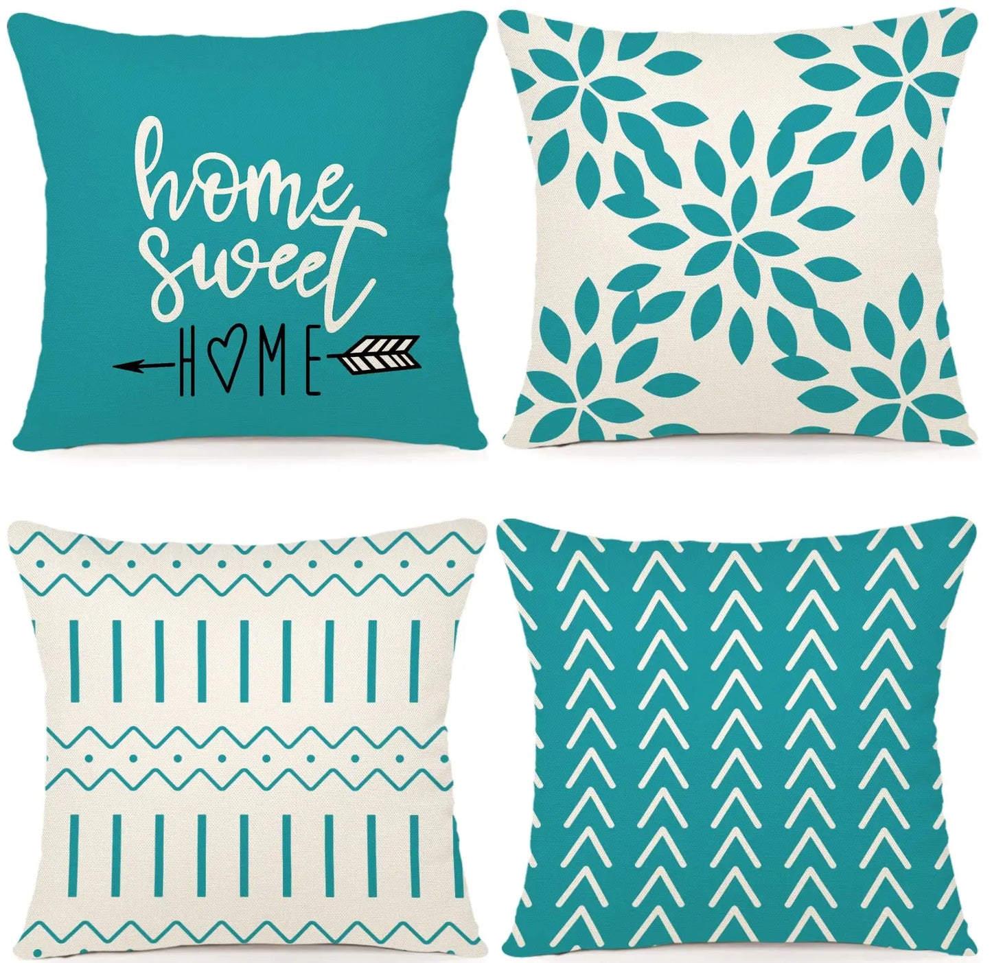 Kissenbezüge 4er-Set 45x45 cm, Moderne Sofa Kissenhülle, Dekorative Wohnzimmer Outdoor Leinenstoff Geometrisches Kissenbezug-Set Künstlerisch