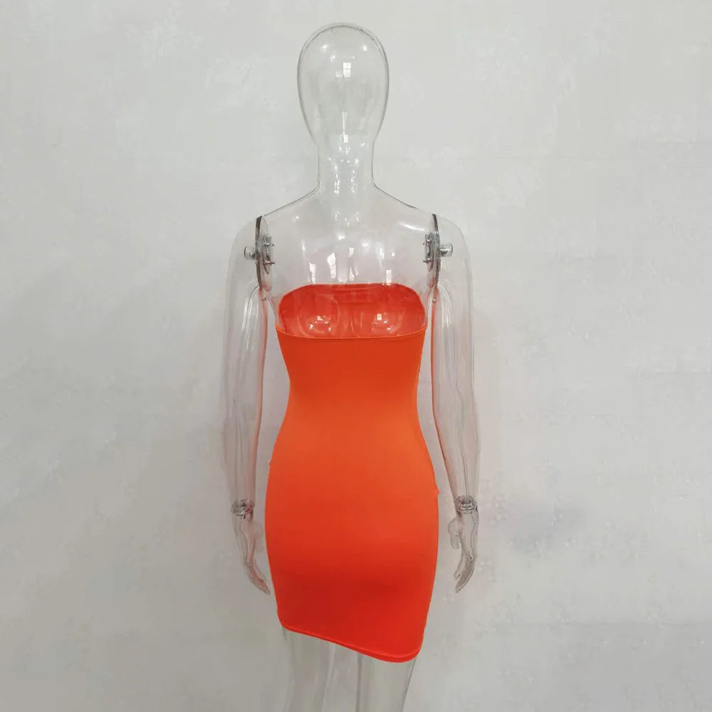 Sexy Trägerloses schulterfreies, pinkfarbenes Bodycon-Kleid für Damen, rückenfreies, schmales Minikleid, Club-Party-Kleider