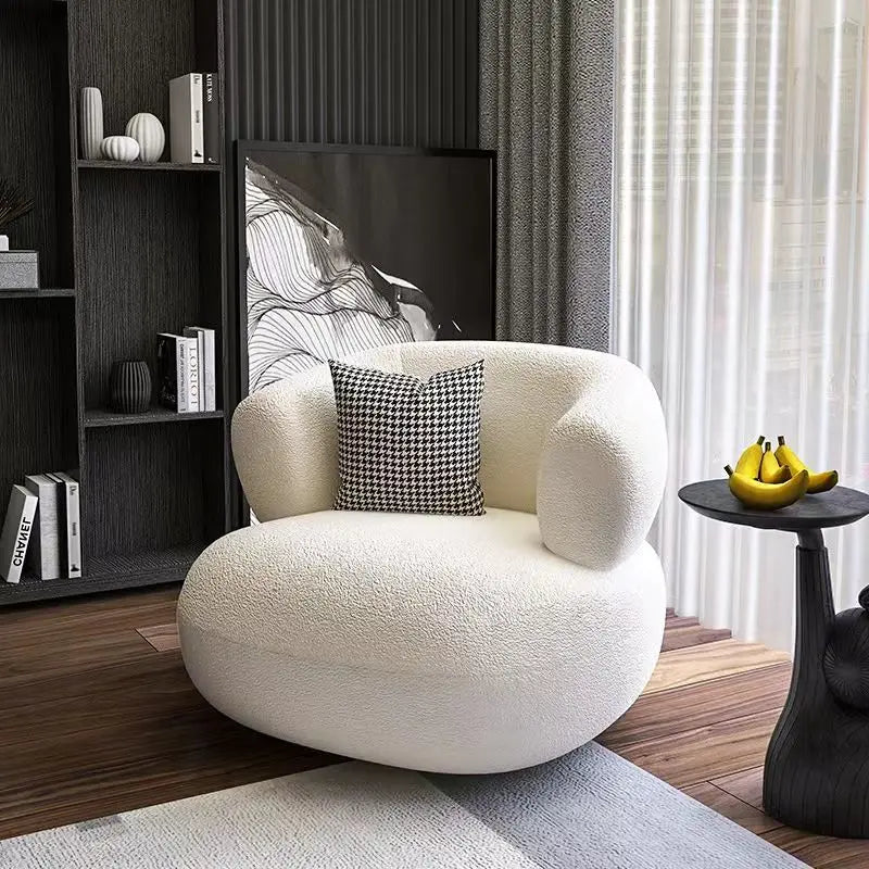 Kleines Wohnzimmer Balkon Freizeit kleines Sofa Lammwolle Einzelsessel Ins-Stil Faul Sofa Stuhl
