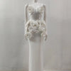 Black White Color Women Sexy Sleeveless V-Neck Bodycon 2 Pieces Bandage Long Dress Florals Celebrate Nightclub Party Outfit