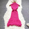 Fashion Tassel Knitted Short Sundress Women Sleeveless Stand Neck Elastic Bodycon Dress Beach Streetwear Bodycon Mini Dress