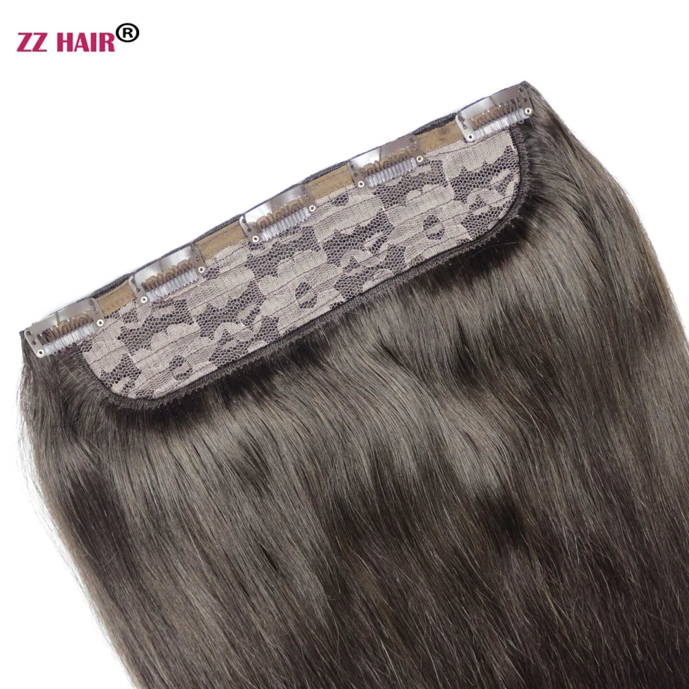ZZHAIR 100% Brazilian Human Remy Hair Extensions 16"-26" 1Pcs Set 100g-200g One Piece 5 Clips In Natural Straight