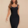 BEAUKEY Summer White Rhinestone Bandage Evening Dress Women Luxury Maxi Spaghetti Strap Red Club Celebrity Evening Party Vestido